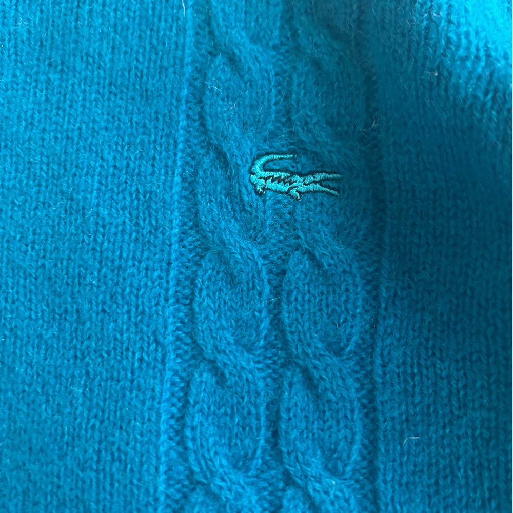 Lacoste Teal Cable Knit Crew Neck Sweater